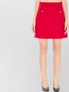 Valentino Crepe Couture Skirt With Heart Jewel Buttons In Black