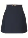 Valentino V Logo Belt Wool Mini Skirt