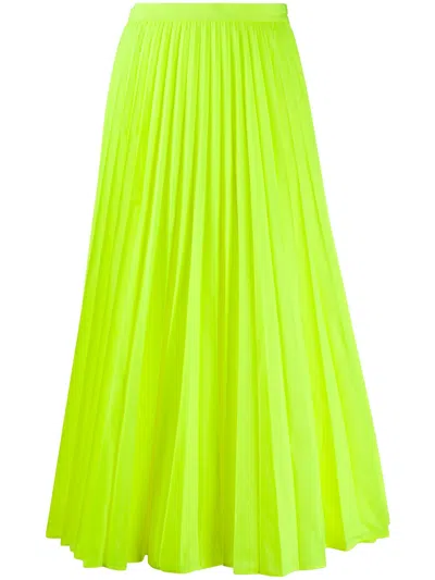Valentino High-waisted Pleated Midi Skirt In Yellow