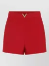 Valentino High Waisted Shorts Featuring Gold Tone Detail In Red