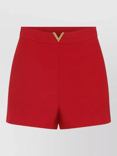 Valentino High Waisted Shorts Featuring Gold Tone Detail In Red