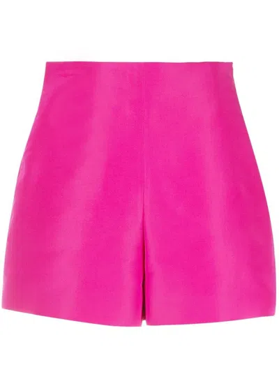 Valentino High-waisted Silk Shorts In Pink