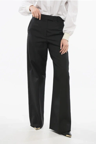Valentino High-waisted Solid Color Pants With Belt Loops In Black