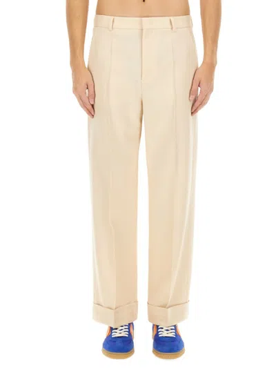 Valentino High-waisted Wool Pants With Classic Pleat Design In Neutral