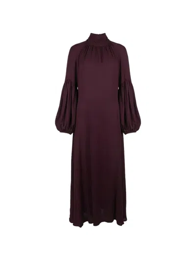 Valentino High-neck Dress In Burgundy