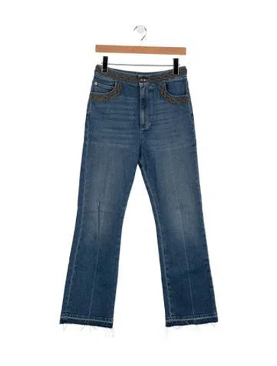 Pre-owned Valentino High-rise Flared Jeans In Blue