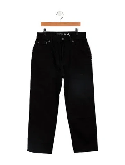 Pre-owned Valentino High-rise Straight Leg Jeans In Black