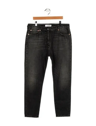 Pre-owned Valentino High-rise Straight Leg Jeans In Black