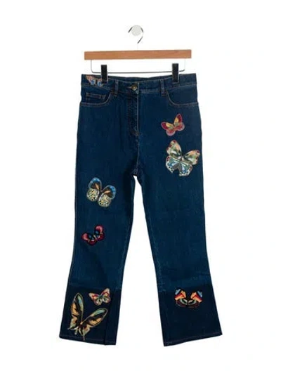 Pre-owned Valentino High-rise Straight Leg Jeans In Blue