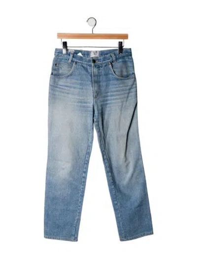 Pre-owned Valentino High-rise Straight Leg Jeans In Blue