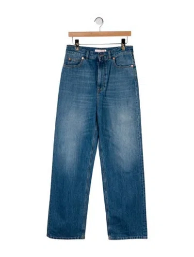 Pre-owned Valentino High-rise Straight Leg Jeans In Blue