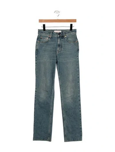 Pre-owned Valentino High-rise Straight Leg Jeans In Blue