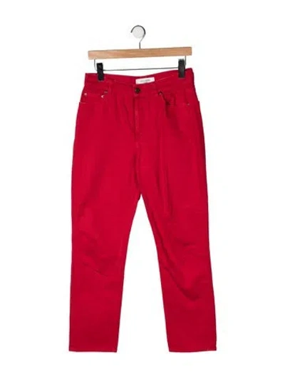 Pre-owned Valentino High-rise Straight Leg Jeans In Red