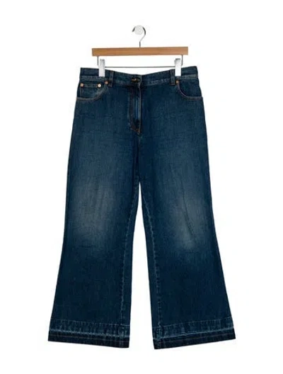 Pre-owned Valentino High-rise Wide Leg Jeans In Blue