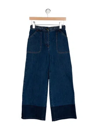 Pre-owned Valentino High-rise Wide Leg Jeans In Blue