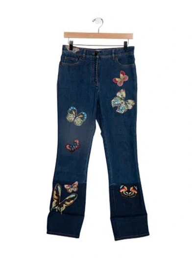 Pre-owned Valentino High-rise Wide Leg Jeans In Blue