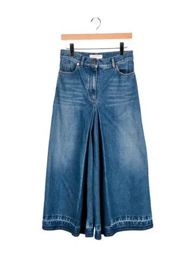 Pre-owned Valentino High-rise Wide Leg Jeans In Blue