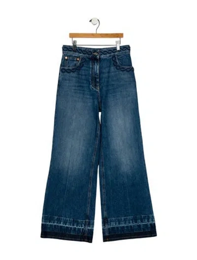 Pre-owned Valentino High-rise Wide Leg Jeans In Blue