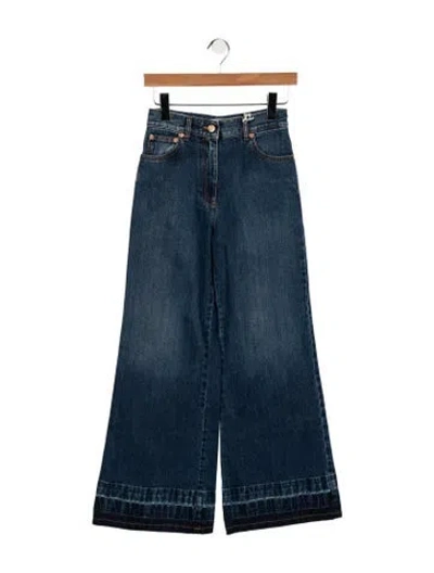 Pre-owned Valentino High-rise Wide Leg Jeans W/ Tags In Blue