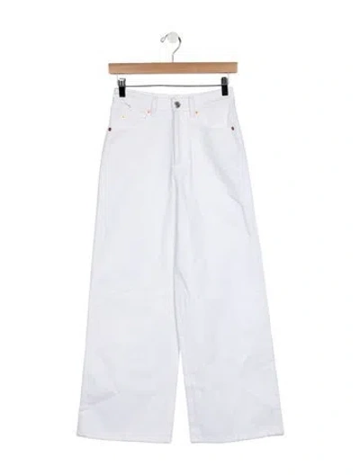 Pre-owned Valentino High-rise Wide Leg Jeans In White