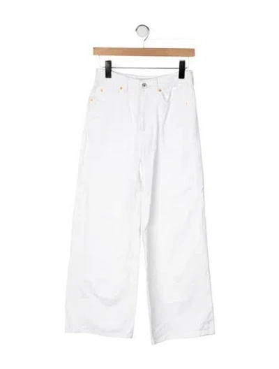 Pre-owned Valentino High-rise Wide Leg Jeans In White