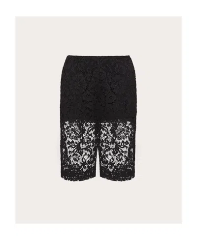 Valentino High-waisted Lace Shorts In Black