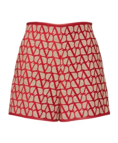 Valentino High-waisted Shorts With Straight Hem In Red