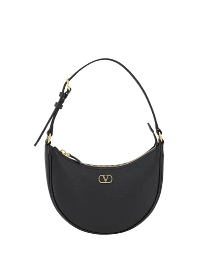 Valentino Garavani Vlogo Signature Leather Shoulder Bag In Black