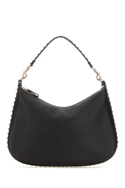 Valentino Garavani Hobo Rockstud Shoulder Bag In Nero