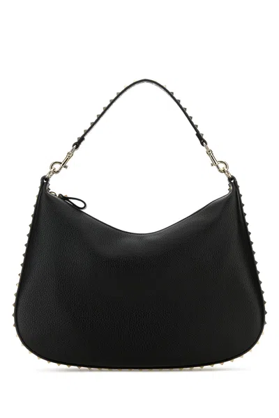 VALENTINO GARAVANI VALENTINO GARAVANI BLACK LEATHER HOBO ROCKSTUD SHOULDER BAG