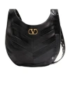 Valentino Garavani  Garavani Hoboho Nappa Leather Hobo Bag With Chevron Pattern Woman Black In Black