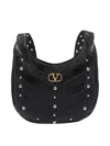 Valentino Garavani Small Hoboho Chevron Quilted Shoulder Bag With Studs In Black