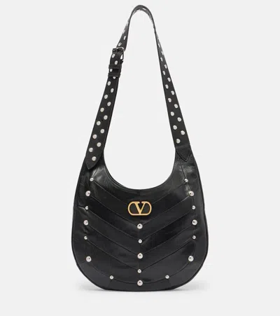 VALENTINO GARAVANI HOBOHO LARGE STUDDED LEATHER SHOULDER BAG