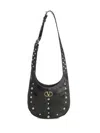 Valentino Garavani Hoboho Hobo Bag In Chevron-patterned Nappa Leather With Studs In Black