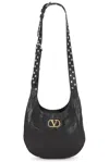 Valentino Leather Hobo Shoulder Bag In Black