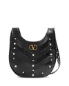 Valentino Garavani Small Hoboho Chevron Quilted Shoulder Bag With Studs In Black