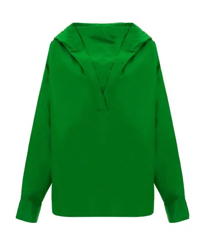 Valentino Hoded Windproof Pullover Jacket In Green