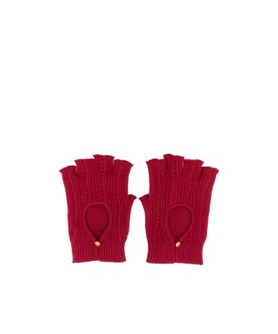 Valentino Garavani Hollow-out Design Gloves In Red