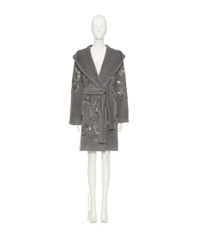 Valentino Hooded Coat In Gray