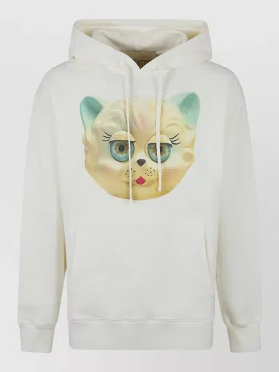 Valentino Hooded Cotton Sweatshirt Le Chat Dela Maison In White