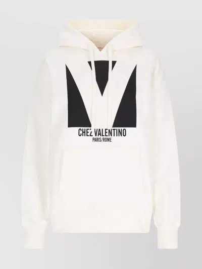 Valentino Hooded Kangaroo Pocket Knitwear In White