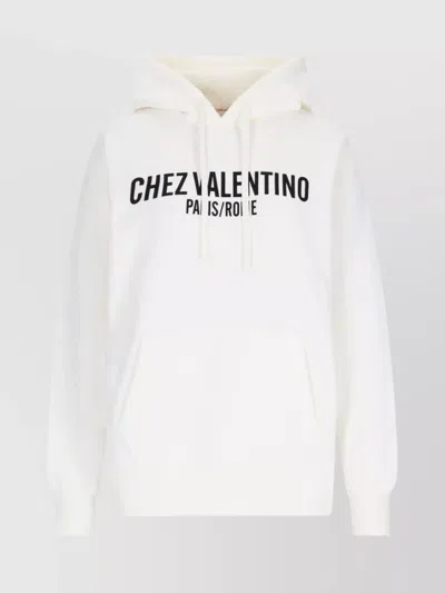 Valentino Hooded Knitwear With Pocket And Cuffs In White