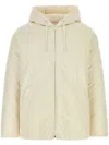 Valentino Hooded Wool Blend Padded Jacket In Neutrals