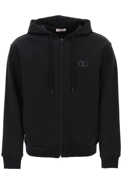 Valentino Hooded Sweatshirt In Cotton Blend In Black