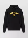 Valentino Hooded Sweatshirt With Front Pocket And Ribbed Hem In Black