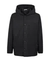 Valentino Hooded Overshirt In Tech Fabric In Black