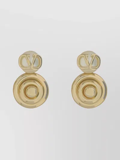 Valentino Garavani Hoop Earrings With Circular Elements And Pearl Detail In Gold