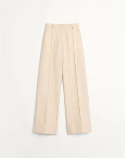 Valentino Hose Aus Diagonal Dry Wool Frau Elfenbein 50 In Nude