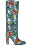 Valentino Sequin Tall Boots In Multi