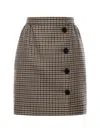 Valentino Rockstud Button-front Houndstooth Mini Skirt In Neutral